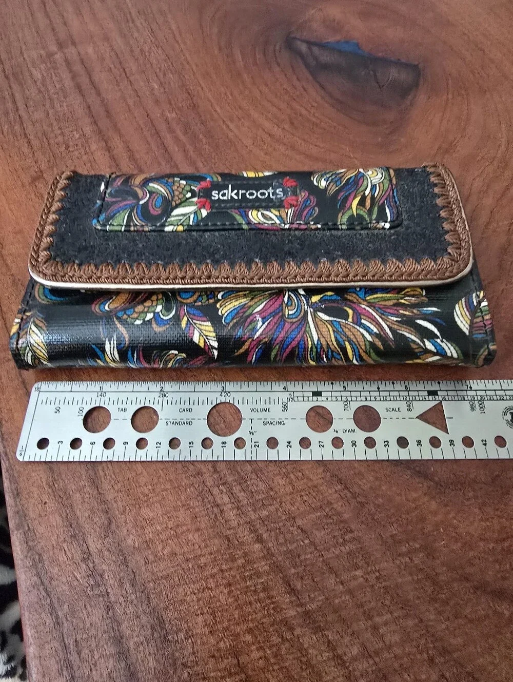 Sakroots Black Floral Multicolor Fold-Over Wallet